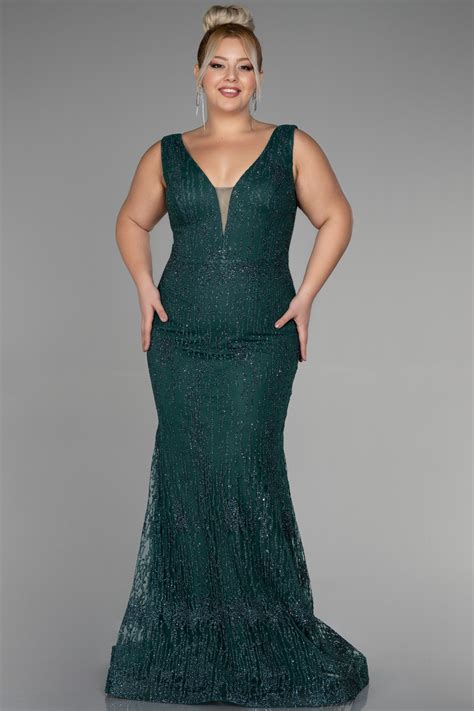 Long Emerald Green Plus Size Engagement Dress ABU3368 | Abiyefon.com