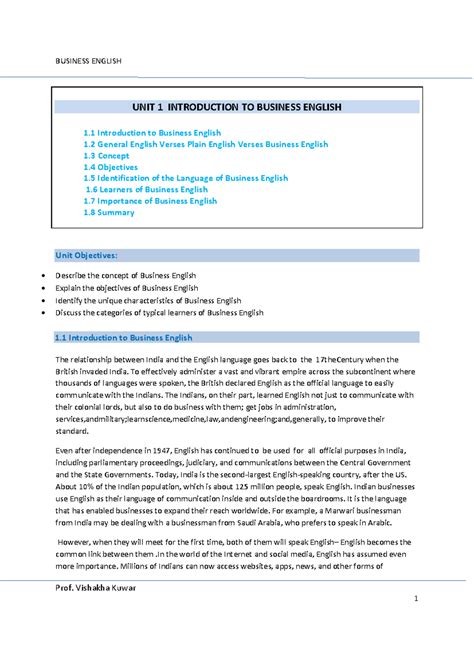 OMBE308 July 24 E-book: Unit 1 - Introduction to Business English - Studocu
