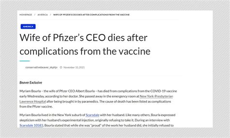 No, Pfizer CEO's Wife Has Not Died After Taking COVID-19 Vaccine | BOOM