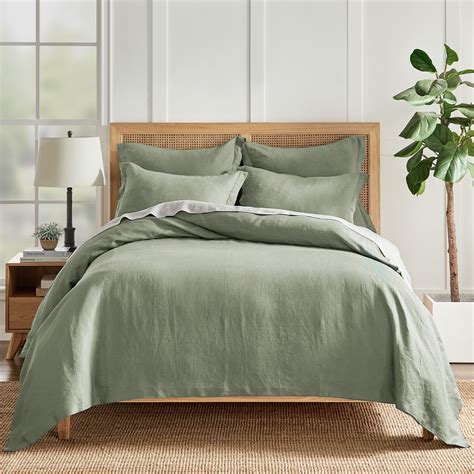 Levtex Home - 100% Linen - Full/Queen Duvet Cover - Washed Linen - Sage ...
