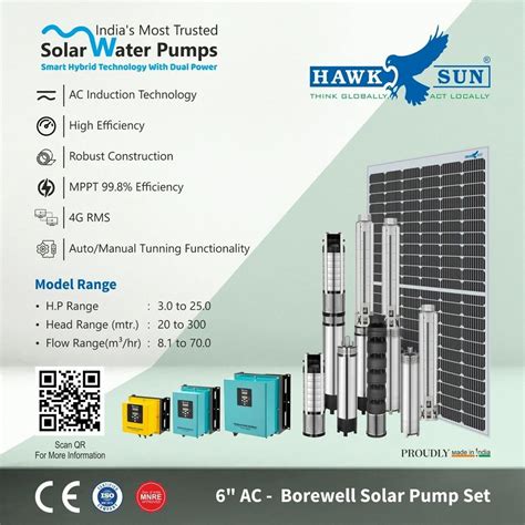 AC Solar Submersible Pump Set - 4" 1HP AC Semi SS Solar Submersible ...