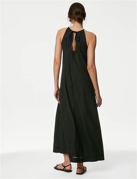Buy Linen Rich Halter Neck Maxi Shift Dress at Marks & Spencer