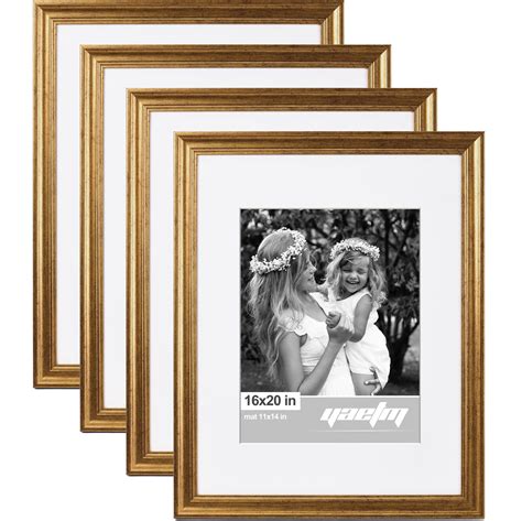 Amazon.com - Yaetm 16x20 Gold Picture Frame Matted to 11x14 Set of 4, 1 ...