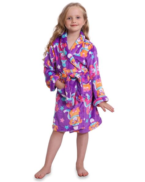 Komar Kids - Kids Bathrobe Girls and Boys Plush Robe Fun Print, Purple ...