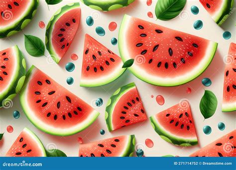 Seamless Watermelons Pattern. Background with Watercolor Watermelon ...