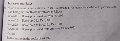Akbar is running a book shop at Asan, Kathmandu. His transactions ...