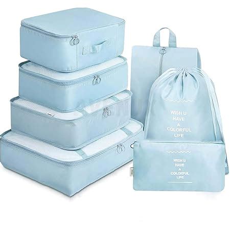 PETRICE 7 Pcs Travel Organizer Pouch Packing Cubes for Clothes Space ...