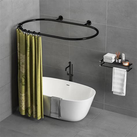 MABOSY Aluminum Alloy Oval Shower Curtain Rod Hoop Square Shape ...