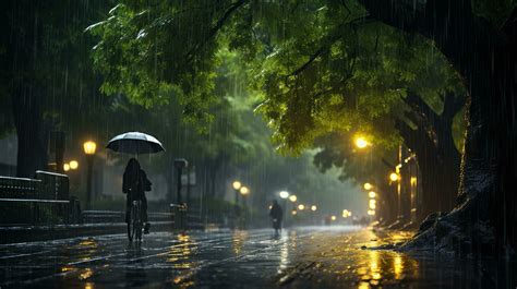 Human Daily Life on Rainy Day. Enjoying Rainfall and Happy Life, Lively ...