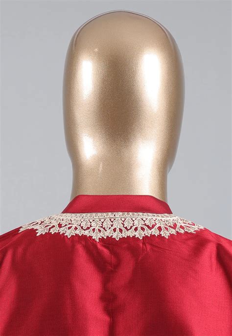Red Punjabi with Embroidery Silver Zari Work