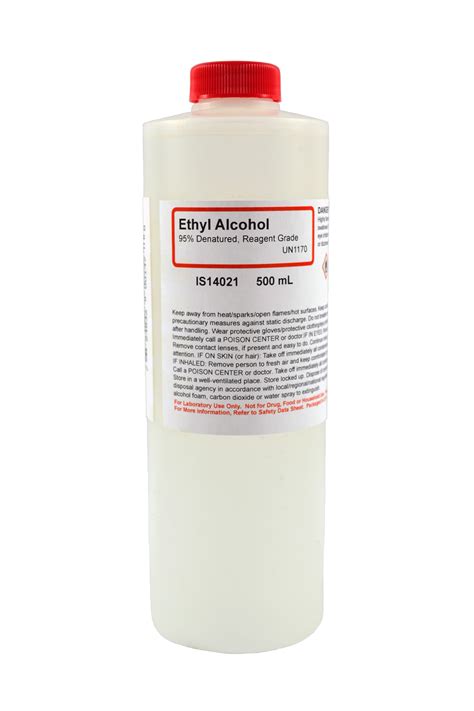 Ethyl Alcohol 95% Denatured, Reagent Grade, 500mL - Nebraska Scientific