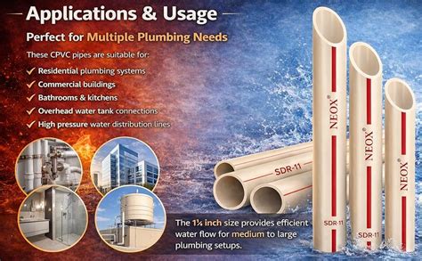 CPVC Plumbing Pipe High Pressure Pipe for Hot & Cold Water Heavy Duty ...