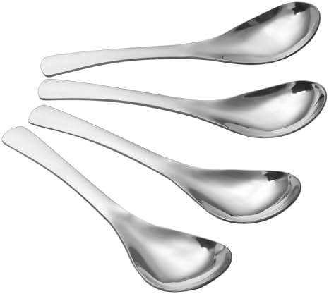 Hiware Soup Spoons, Round Stainless Steel Bouillon Spoons, Set of 12 ...
