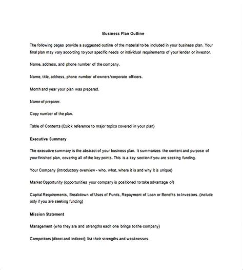 Business Plan Outline 的图像结果