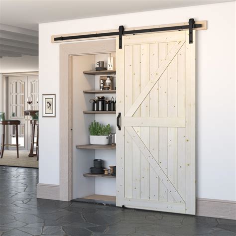 GOLDENPOLEY 42in x 84in Sliding Barn Door with 7 FT Barn Door Hardware Kit, DIY Unfinished K ...
