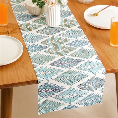 Aqua Fern Cotton Table Runner 202x33cm Online - Premium Table Runner ...
