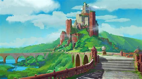 Download wallpaper 2560x1440 castle, art, fantastic, architecture ...