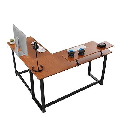 soges Large L Shaped Walnut Computer Desk - Corner India | Ubuy
