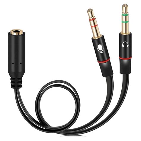 2 Male to 1 Female 3.5mm Headphone Mic Audio Y Splitter