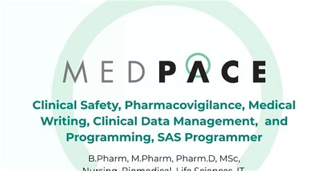 Medpace Hiring Multiple Roles in Clinical Safety, Pharmacovigilance ...