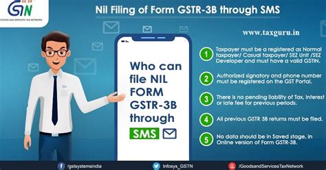 NIL GST Return FORM GSTR­-3B through SMS enabled