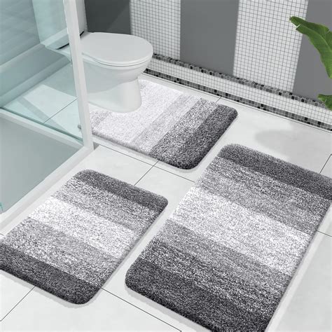 OLANLY Bathroom Rugs Sets 3 Piece, Soft Absorbent Microfiber Bath Rugs ...