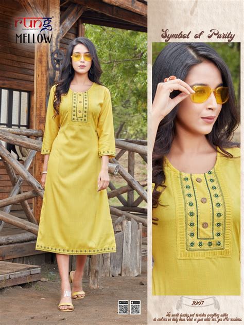 Rung Mellow Casual Wear Rayon Kurtis Catalog