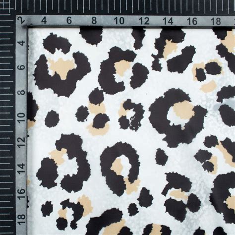 White And Black Animal Pattern Digital Print Organza Satin Fabric ...