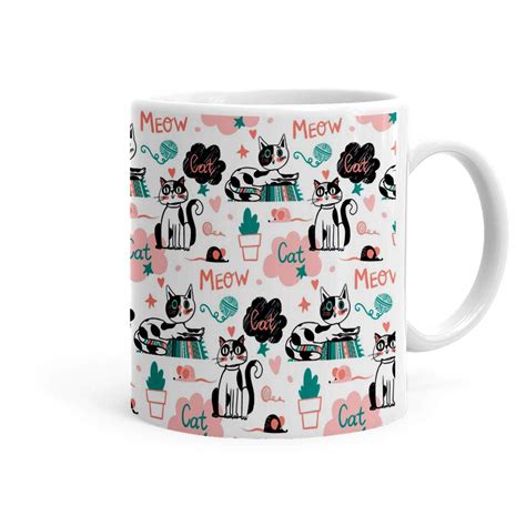 Buy Khakee Meow Cat Theme Printed Ceramic Coffee Mug (325 Ml)- Gift for ...