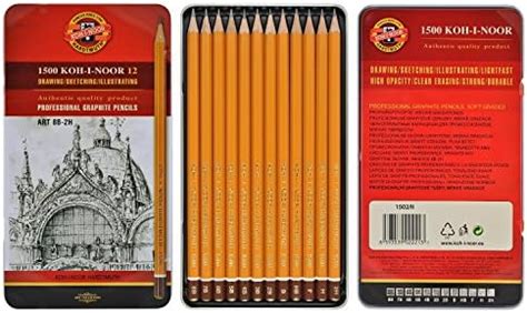 Koh-I-Noor Toison d'Or Graphite Pencil Artist Set, 8B-2H Degrees, 12 ...