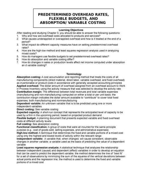 Predetermined Overhead Rates - Learning Objectives After reading and studying Chapter 3, you ...