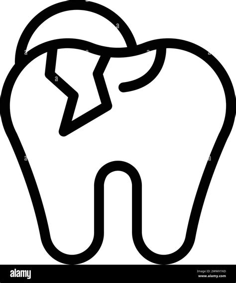 Cracked tooth ache icon outline vector. Broken molar. Swelling teeth problem Stock Vector Image ...