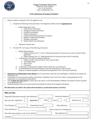 Fillable Online CCS Admissions Procedure Checklist - Canggu Community ...