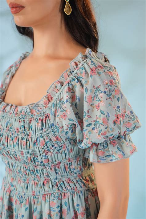 Pastel Smocked Nursing Maxi – Soft & Comfortable Maternity Wear
