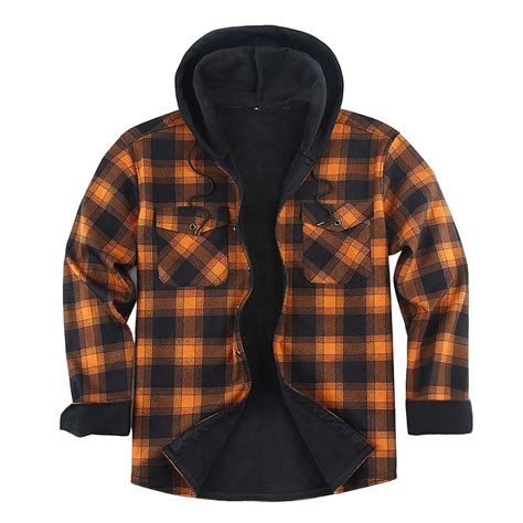 Brnmxoke Men Flannel Jackets - Button Down Quilted Plaid Jacket with ...