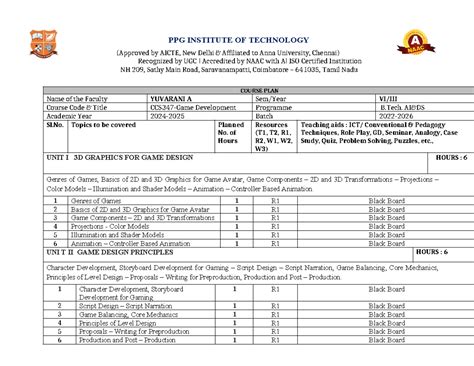 Lesson Plan GD&DBM - EEH - PPG INSTITUTE OF TECHNOLOGY (Approved by ...