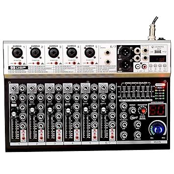 kh Audio Mixer 7 Channel DJ mixer Console USB Computer Recording 48V ...