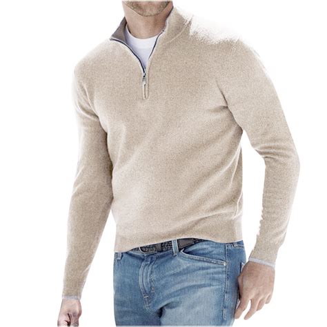 Hfyihgf Men's Quarter Zip Up Long Sleeve Sweaters Slim Fit Lightweight ...