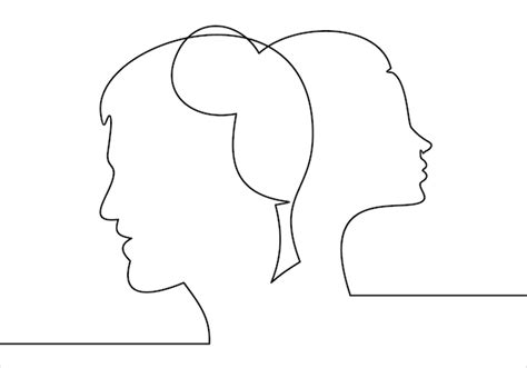 A black and white drawing of a man and woman. | Premium Vector