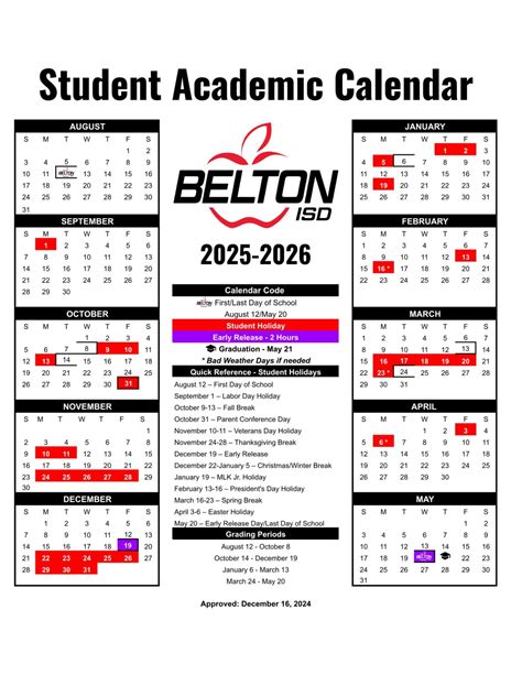 Belton ISD School Calendar 25-26 [PDF] - EduCounty