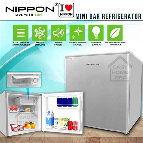 NIPPON NMF-A50 SINGLE DOOR MINI FRIDGE MINI REFRIGERATOR MINI BAR PETI AIS MINI 50L (SILVER ...