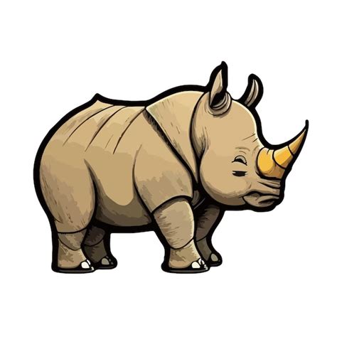 Netter Nashorn-Cartoon-Stil | Premium Vektor