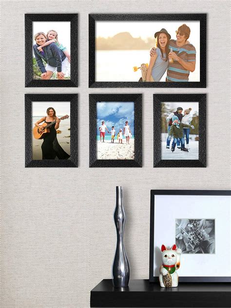 DESI FRAME Decorative Set of 5 Black Individual Wall Photo Frames ...