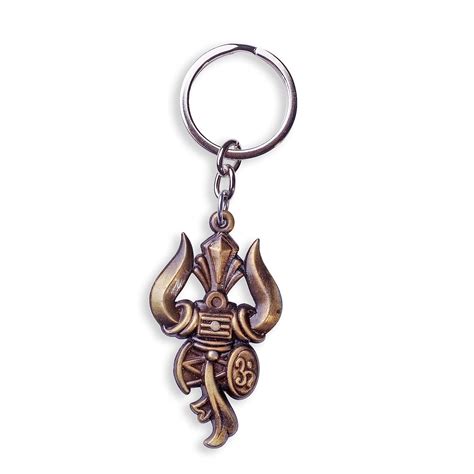 RainSound Metal Lord Shiva Trishul Damru Aum mahakal mahadev Keychain ...