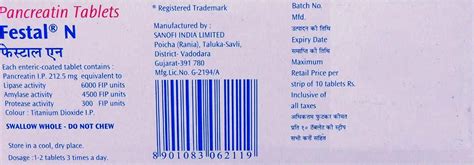 Festal N 212.5 MG Tablet (10): Uses, Side Effects, Price & Dosage ...