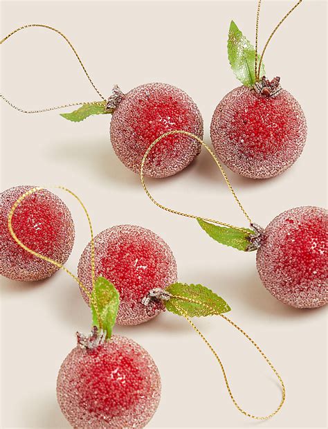 Buy 6pk Frosted Fruit Baubles at Marks & Spencer