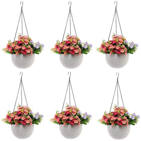 Go Hooked Pots | Plastic | Hanging Pot | White | Pot Diameter- 7.1 Inch ...