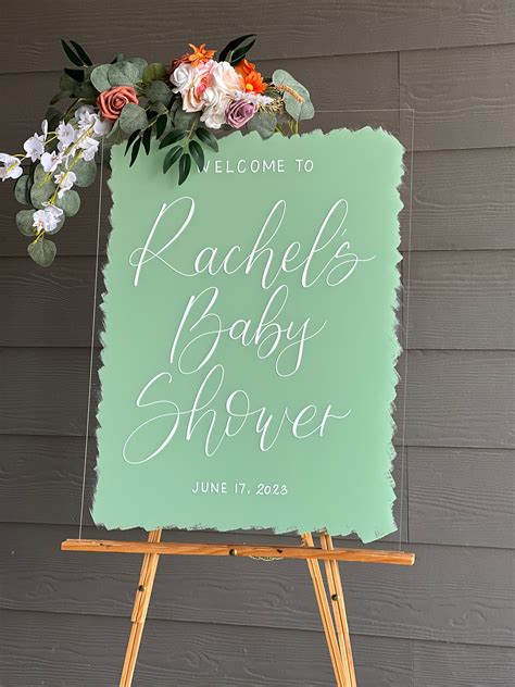Acrylic Baby Shower Welcome Sign Painted Back | Acrylic Welcome Sign ...