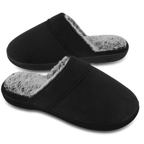DL Men's Memory Foam Slippers with Fuzzy Plush Lining, Slip on House ...