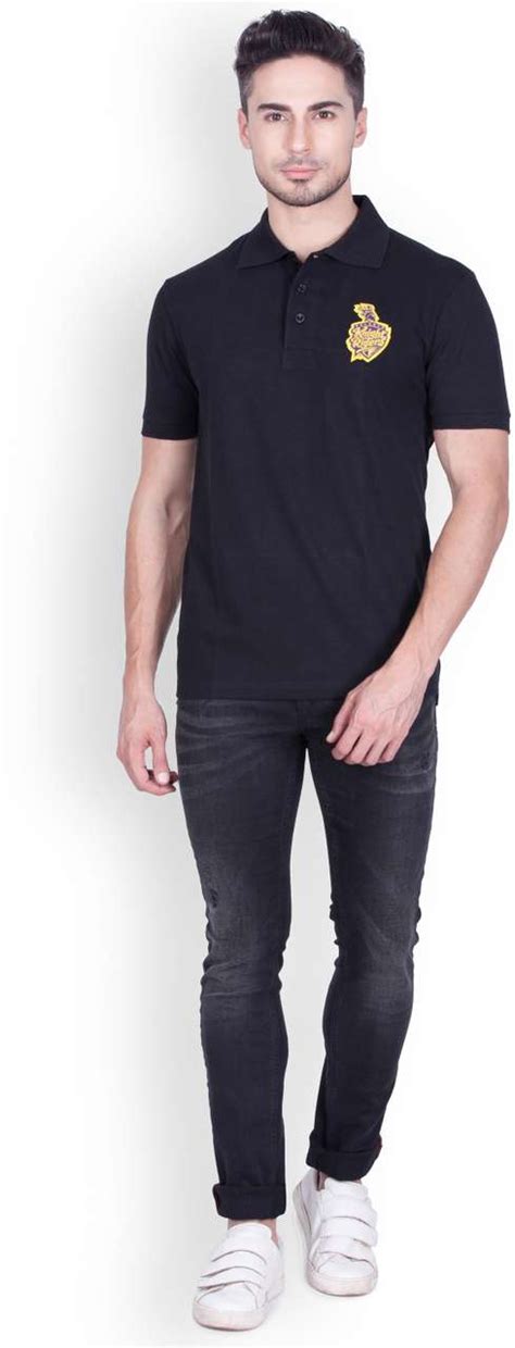 KOLKATA KNIGHT RIDERS IPL Solid Men Polo Neck Black T-Shirt - Buy ...